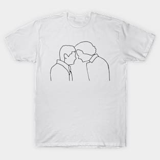 sam and dean minimalist , dean death barn scene forehead touch, supernatural finale T-Shirt